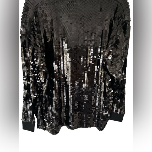 Zara Black Sequined Knit Polo Top - Picture 6 of 9